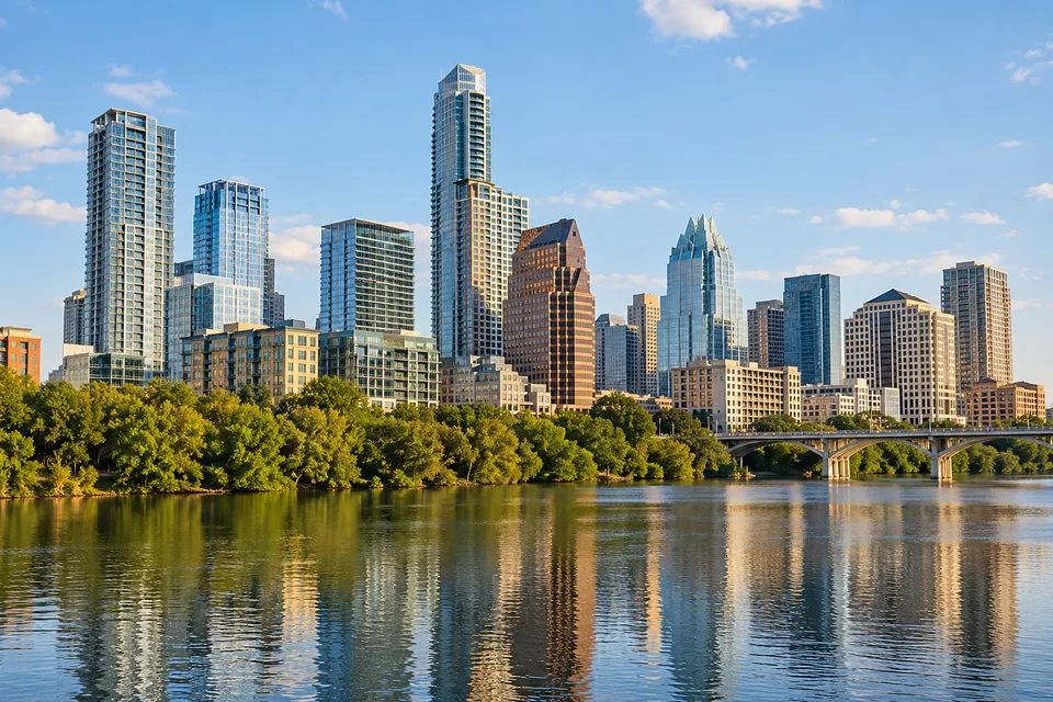 AI-generated illustration: Austin skyline and architecture
