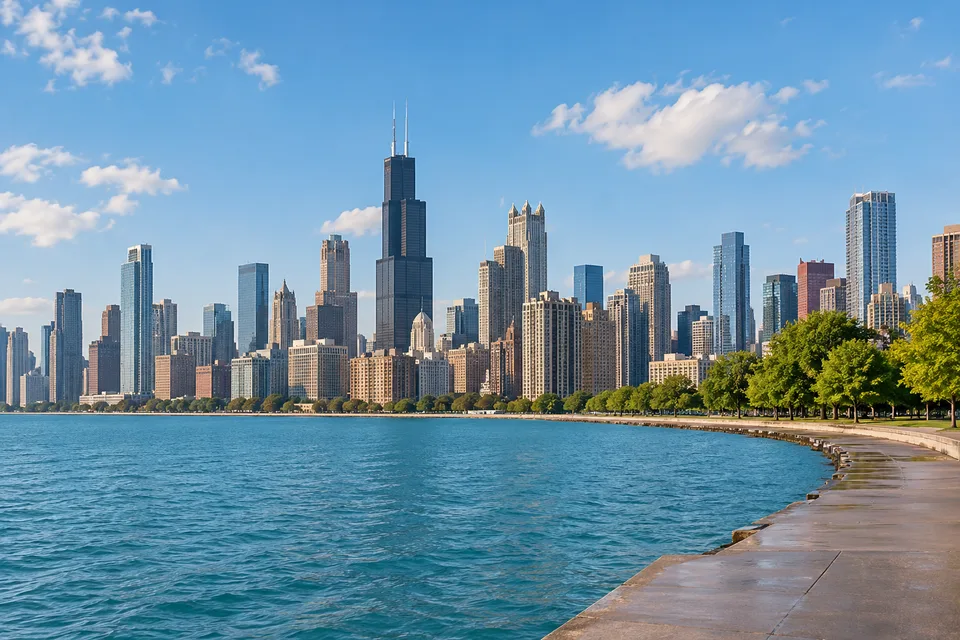 AI-generated illustration: Chicago skyline and architecture